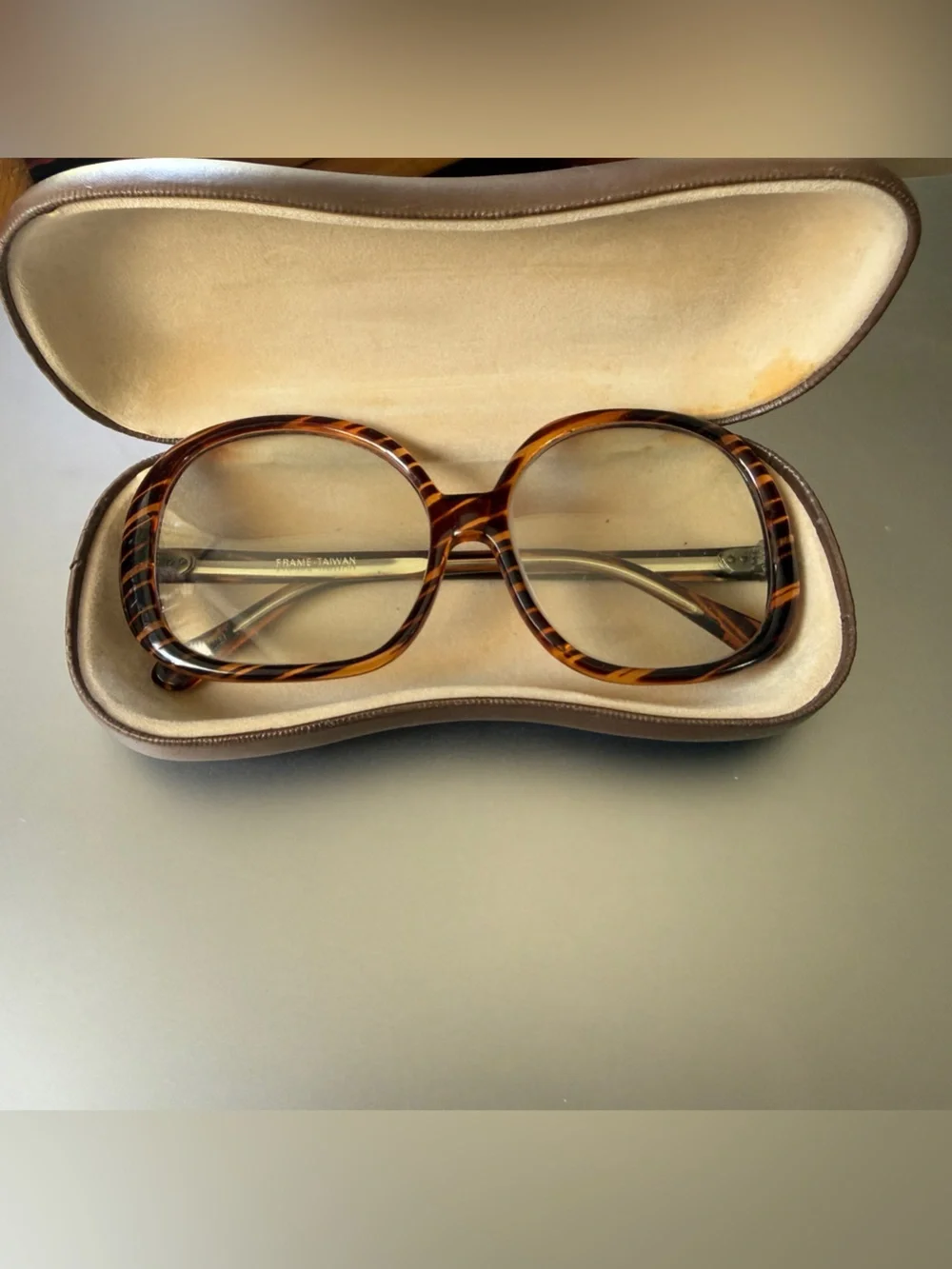 Renauld Eyeglass Frames Vintage 1970s Oversized Tortoiseshell Square with Case